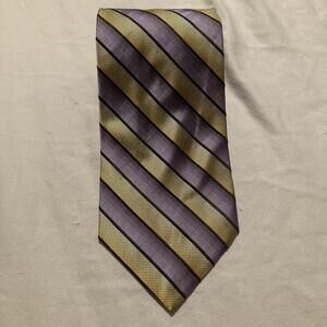 NWOT Bachrach Purple/Gold Stripes Silk Tie 57/4
